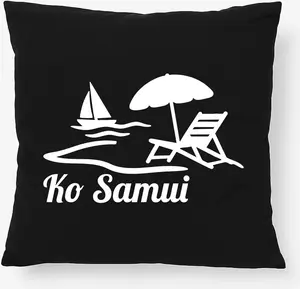 Подушка Huuraa с мотивом острова Самуи, Таиланд, подарок, 40x40 см, с наполнителем из черного хлопка, декор для острова Самуи Hellweg Druckerei