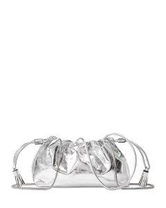 Небольшая металлическая кожаная сумка для мелочей Veronica Beard, серебряный