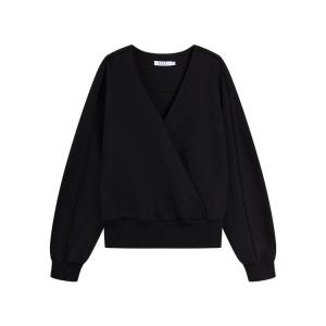 Свитшот женский V-образный вырез Moderate Regular ELLE, черный