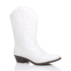 Ковбойские сапоги в стиле вестерн с вышивкой на низком кубинском каблуке AJVANI, белый