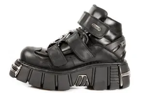 Туфли на платформе унисекс с высоким верхом черного цвета New Rock