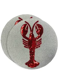 Набор lobster из двух сервировочных салфеток из бисера, 38 см, Les-Ottomans, серый