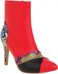 Женские ботильоны VOKLIN с заостренным носком на высоком каблуке-стилете, элегантные короткие ботинки с боковой молнией, Red-Velvet Lined