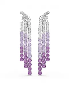Серьги-Клипсы Matrix с родиевым покрытием Swarovski, purple