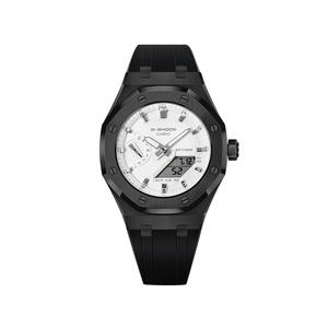 CASIO Часы Retrofit Series Quartz Movement Fluoroelastomer Strap Watch Unisex White Dial, Panda