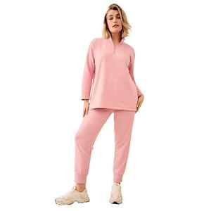 Французский свитер с воротником на четверть молнии Ellos, Wood Rose Pink