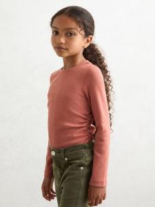 Детская футболка Trina с длинными рукавами и сборками из стрейч-хлопка Reiss, Rose