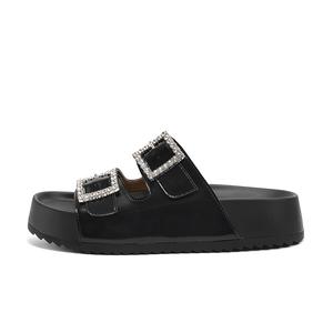 Сланцы женские с резиновой подошвой, стразы, противоскользящие, амортизирующие KEKAFU, черный