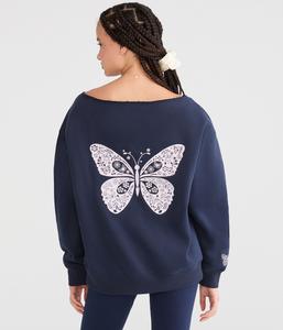 Свитшот Aeropostale Cloud Soft Butterfly с открытыми плечами Aeropostale, Navy 402