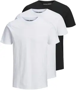 Рубашка с круглым вырезом Jack & Jones "JJJEORGANIC BASIC TEE SS O-NE 3PK MP NOOS", черно-белый