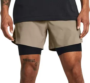 Мужские шорты 2-в-1 Under Armour Vanish Elite, цвет Timberwolf Taupe/Blk/Blk