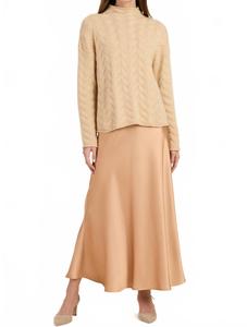 Кашемировый свитер с воронкообразным воротником и корзиночным плетением в соломенном цвете Tyler Boe, Straw