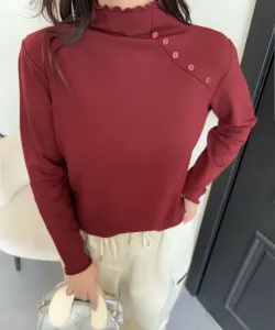 Топ с высоким воротником и ребристым воротником на плече Aimoha - Select -, цвет Wine Red