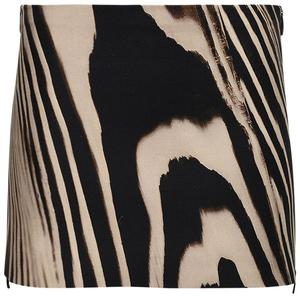 Мини-юбка David Koma с зебровым принтом и боковыми молниями, бежево-черная