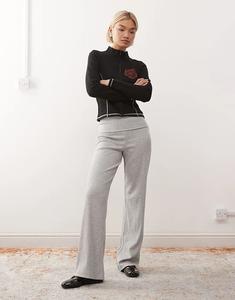 Расклешенные брюки для йоги COLLUSION с отворотом на талии, серого меланжевого цвета