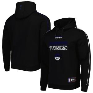 Мужской черный пуловер с капюшоном NBA x Hugo Boss Philadelphia 76ers Team Bounce Tri-Blend