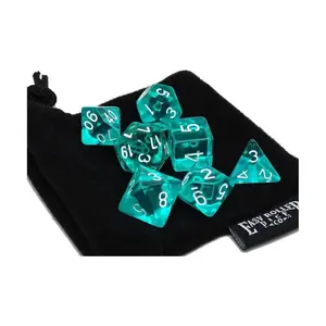 Бирюзовый полупрозрачный с белым (7), Dice - 7 Piece Poly Sets - Glacier/Translucent (Easy Roller Dice)