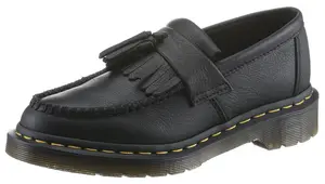 Мокасины DR. MARTENS "Black Virginia Adrian", массивные тапочки, слипоны с модной кисточкой - узкой формы, черный