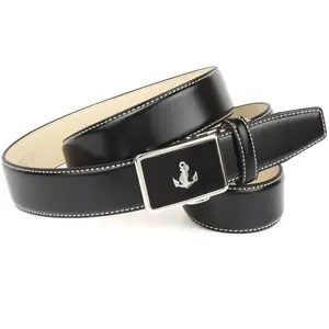 Кожаный ремень Anthoni Crown, кожаный ремень с логотипом якоря, черный
