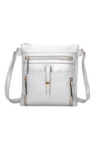 Сумка-мессенджер из искусственной кожи с множеством карманов Madura Fontanella Fashion, серебро