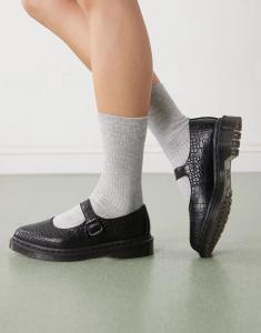 Туфли Dr Martens Croco Elphie Mary Jane в черном цвете