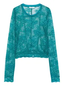 Кружевная блузка с фестончатым подолом Patrizia Pepe, зеленый