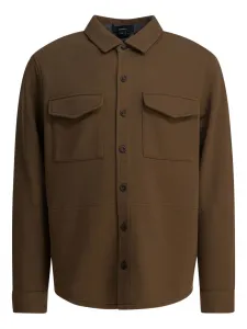Рубашка-куртка из хлопкового микса Vince, коричневый