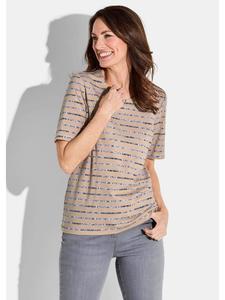 Рубашка бежевого / серого / в полоску GOLDNER