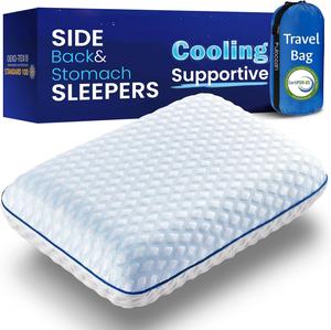 fulocean Подушка с охлаждающим гелем и пеной с эффектом памяти, бамбуковая вискозная, анатомическая поддержка для сна на спине и боку White