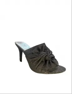 Женские туфли на каблуке с открытым носком и бантом, черные Ninety Union