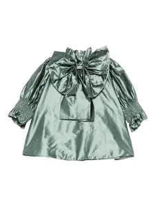 Платье с бантом и смокированными манжетами Jesurum Baby, зеленый