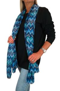 Модный шарф с золотым волновым узором Paulo Due, синий