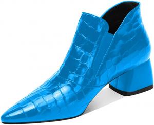 YDN Women: Сексуальные ботинки с острым носком и щиколоткой, массивные ботинки на низком каблуке с эластичной обувью для вечеринки Outddor размер 4-16 US, Light Blue