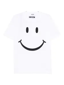 Хлопковая футболка с принтом смайлика Moschino, белый