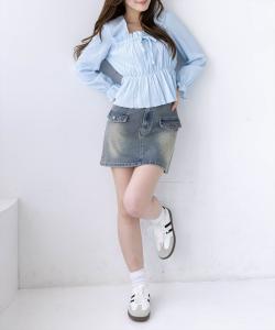 Блузка с ленточкой спереди в виде ивы <<Новинка>>