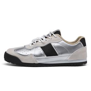 NANJIREN Серебряные мужские скейтерские кроссовки с противоскользящей подошвой, амортизацией, износостойкие, легкие, дышащие, низкие, цвет Silver