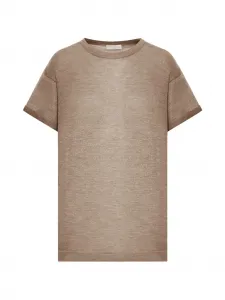 Футболка из кашемира с круглым вырезом Brunello Cucinelli, бежевый