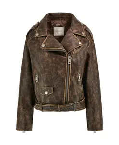 Куртка-Косуха оверсайз из искусственной кожи Guess, коричневый