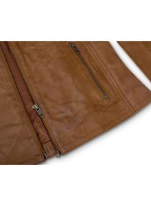 Настоящая кожаная винтажная приталенная байкерская куртка TruClothing, цвет timber