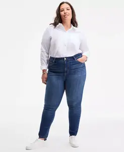 Модные джинсы-скинни больших размеров со средней посадкой On 34th, синий