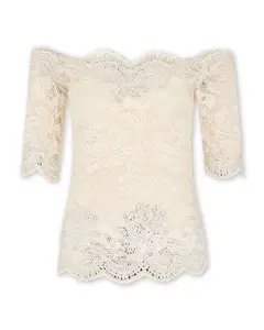 Кружевной топ с заклепками Rabanne, белый