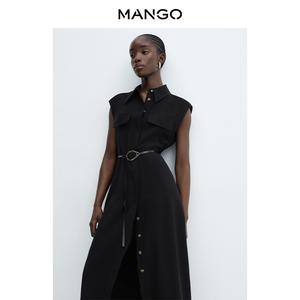 Женское платье Mango без рукавов с воротником повседневная, белый