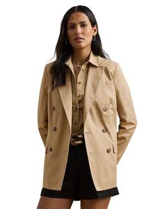 Двубортный блейзер из хлопкового твила Ralph Lauren, коричневый/бежевый