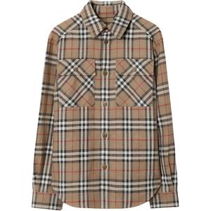 Рубашка с длинным рукавом в клетку на пуговицах Burberry, Nut