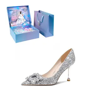 WUGUNIANG Женские туфли на высоком каблуке шампань/серебро — звездное серебро [3D коробка с крыльями бабочки], цвет Starry Silver[Butterfly Wing Dimension 3D Box]