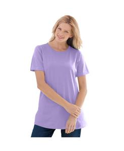Футболка с коротким рукавом и круглым вырезом идеального размера для полных женщин Woman Within, Soft iris