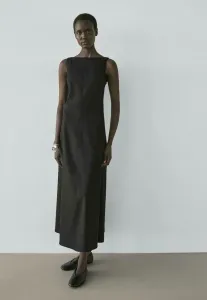 Длинное платье-макси без рукавов Massimo Dutti, Black