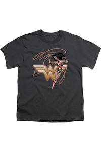 Футболка с коротким рукавом для детей "Лига справедливости Америки" со светящимся лассо Gildan, Charcoal