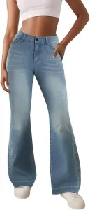 Джинсы женские wide leg high waisted с застежкой на пуговицах