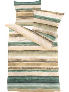 Постельное белье из высококачественной фланели бежево-зеленого цвета Dormisette, 155 x 220 + 80 x 80 см